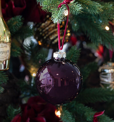 Julekule mørk rød blank Julekule mørk rød blank